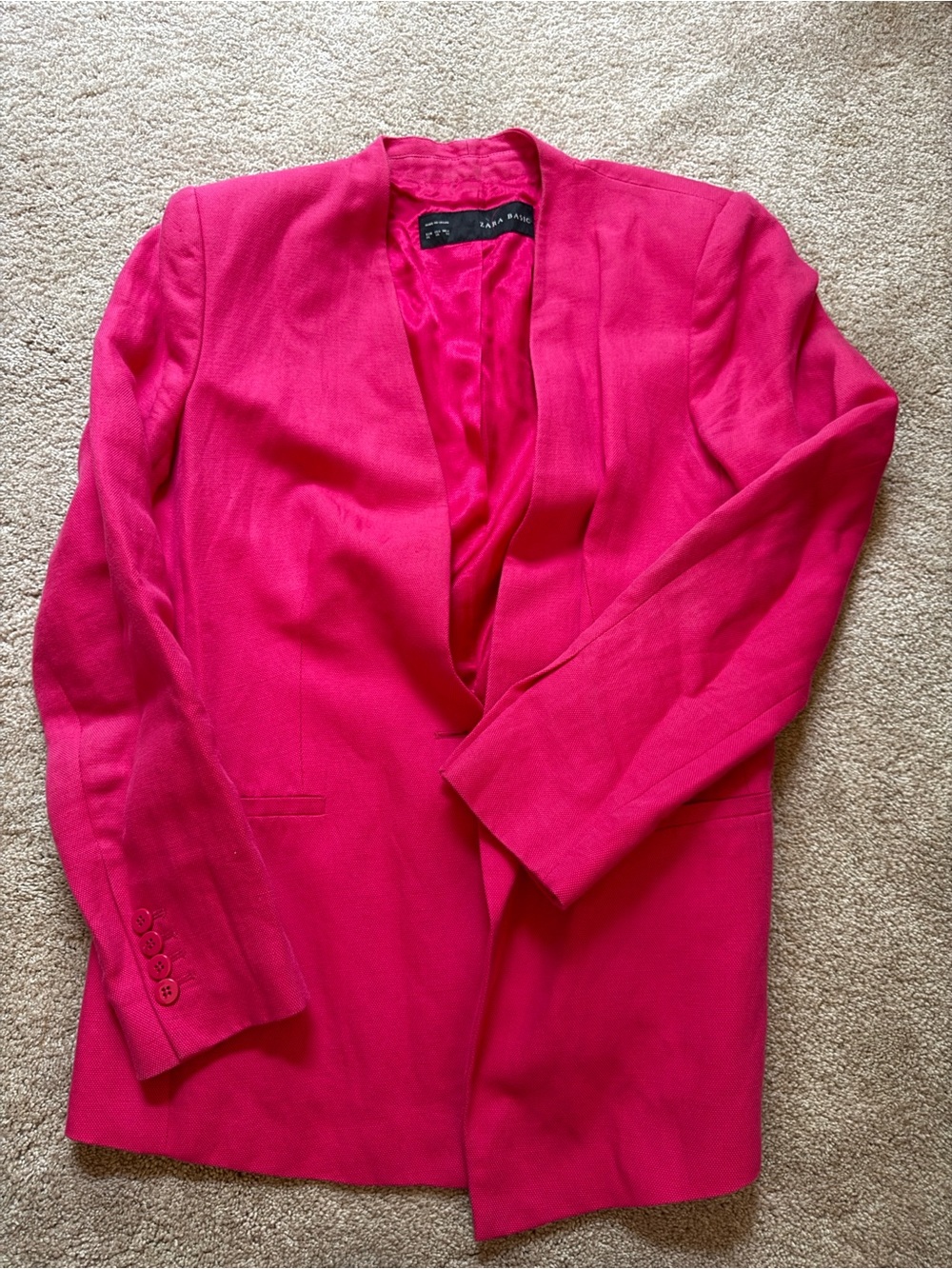 Zara Bright Pink Open-Front Blazer